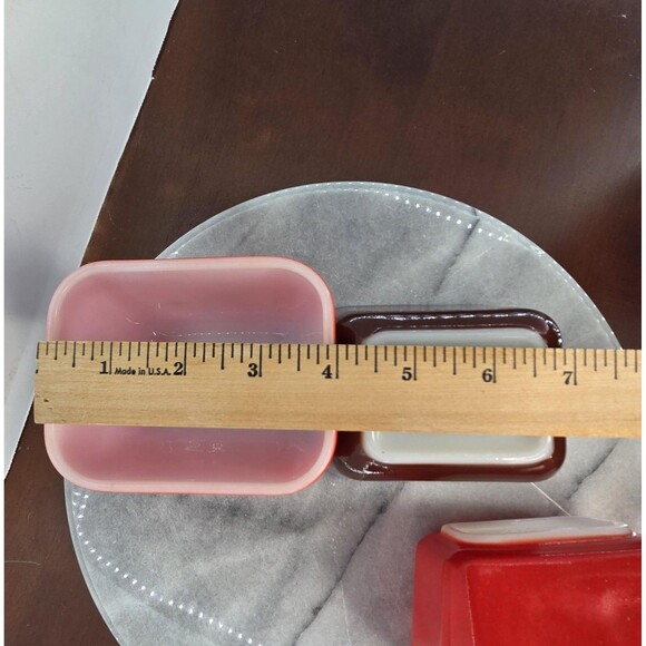 Vintage Pyrex 501-B Refrigerator Dish Lot 3 Red Brown 1.5 Cup Made USA Opal - Picture 10 of 10